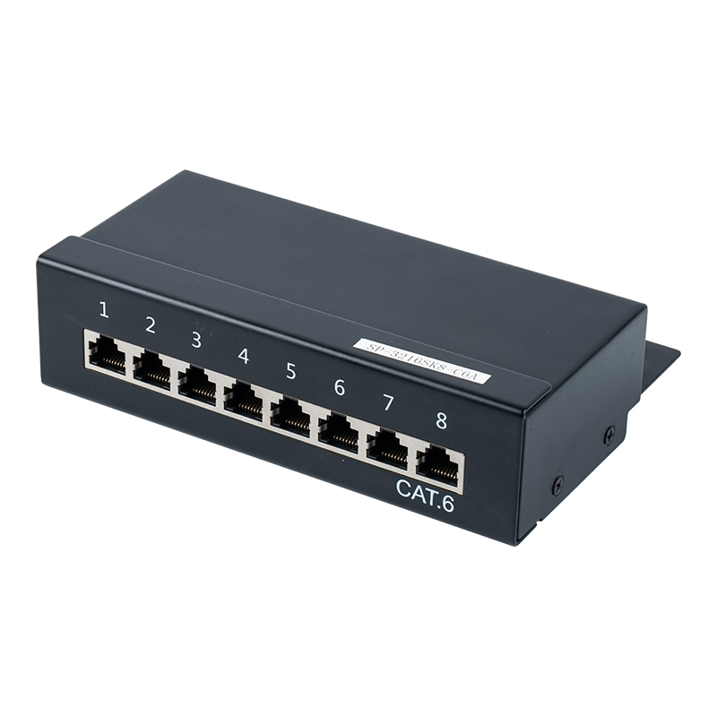 ক্যাটাগরি 6 1U শিল্ডেড 8-পোর্ট প্যাচ প্যানেল SP-3216SK8-C6